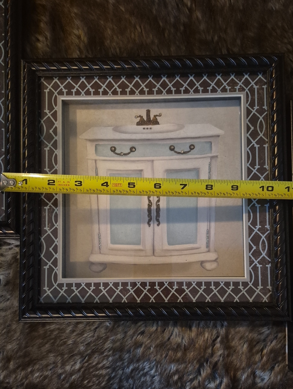 Framed Blue and White Vanity Art Print - Home Accents